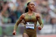 Sha'Carri Richardson of Team USA wins the women's 100m during the Prefontaine Classic at Hayward Field in Eugene, Oregon.